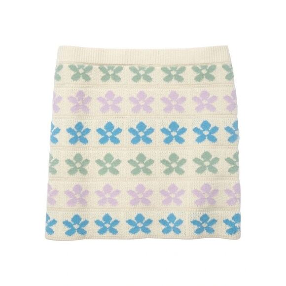 American Eagle Floral Knit Sweater Mini Skirt Cream S Boho Y2K Dopamine Coquette - Picture 4 of 8